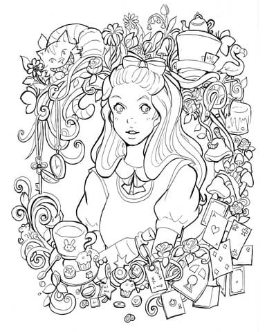 Alice In Wonderland Coloring Page